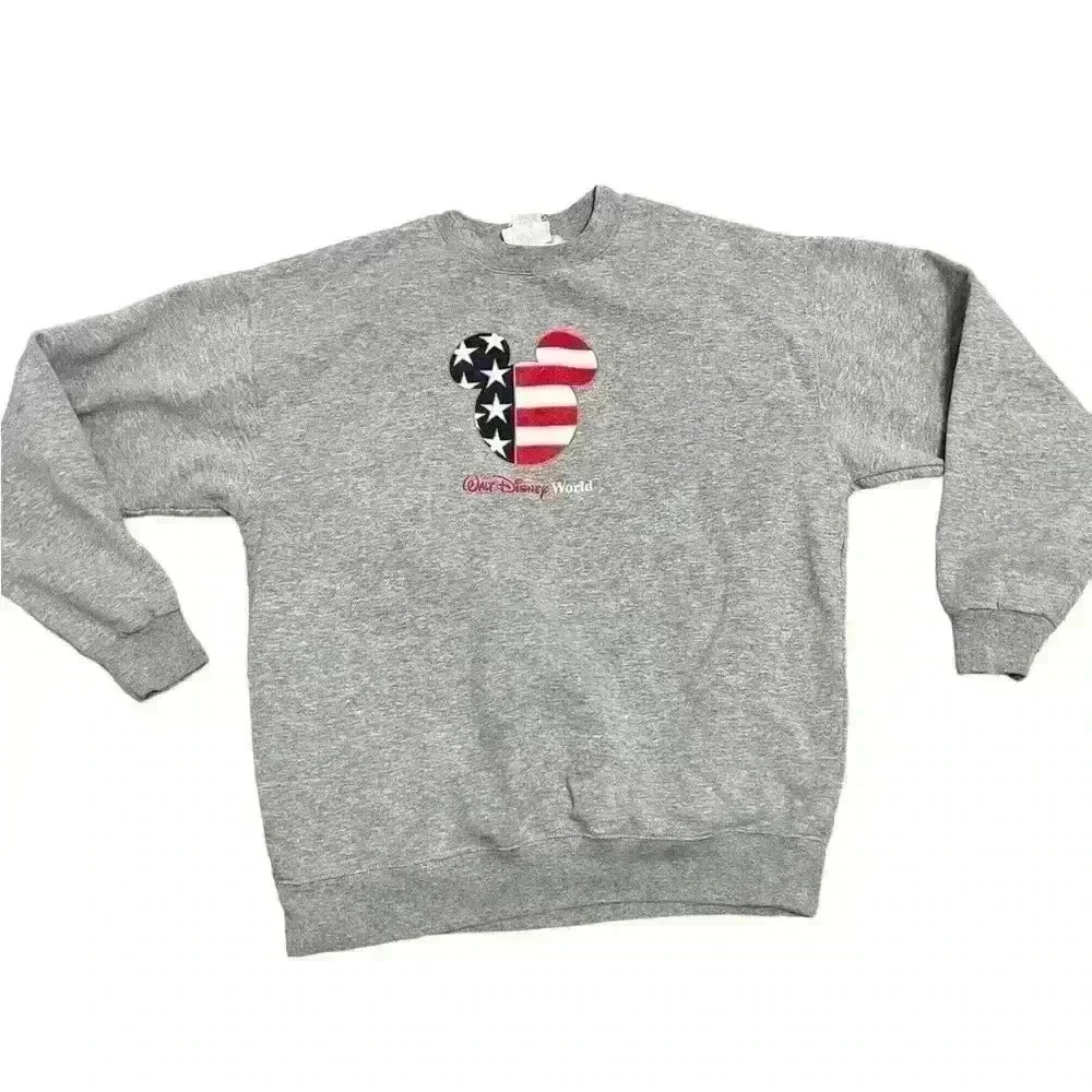 Vintage Disney World Grey Pullover Crewneck | Vtg USA Sweatshirt | Size Large